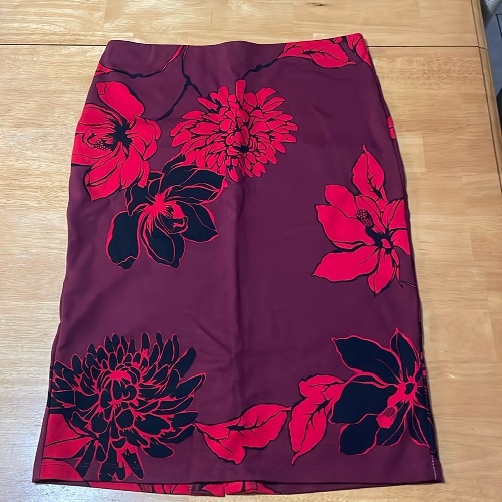 Red floral skirt